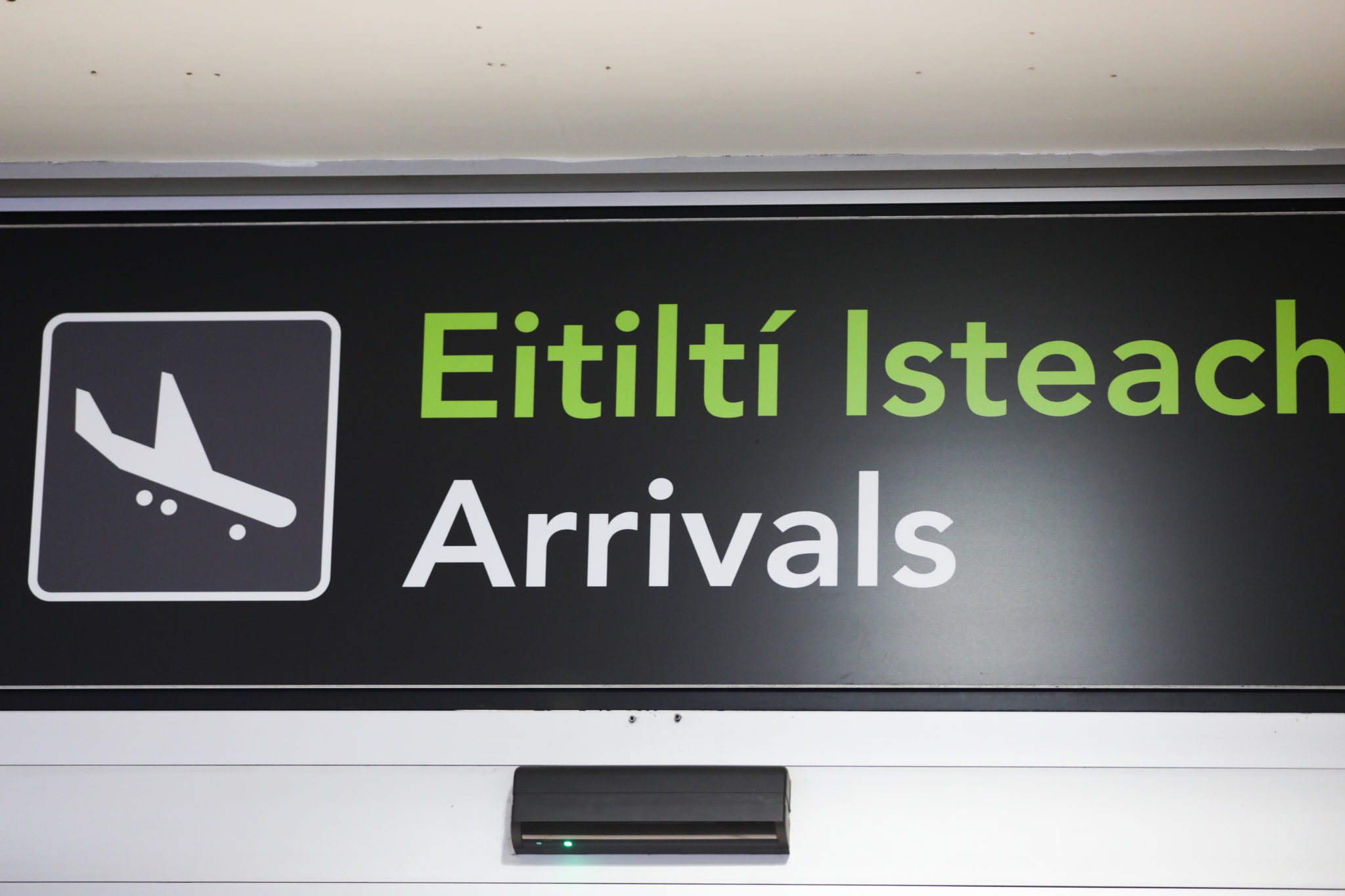 Arrivals sign at Dublin airport