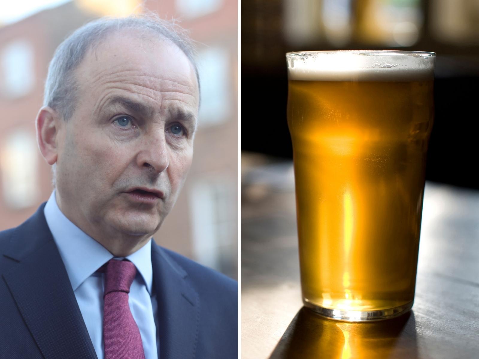 Split-screen of the Taoiseach and a pint.