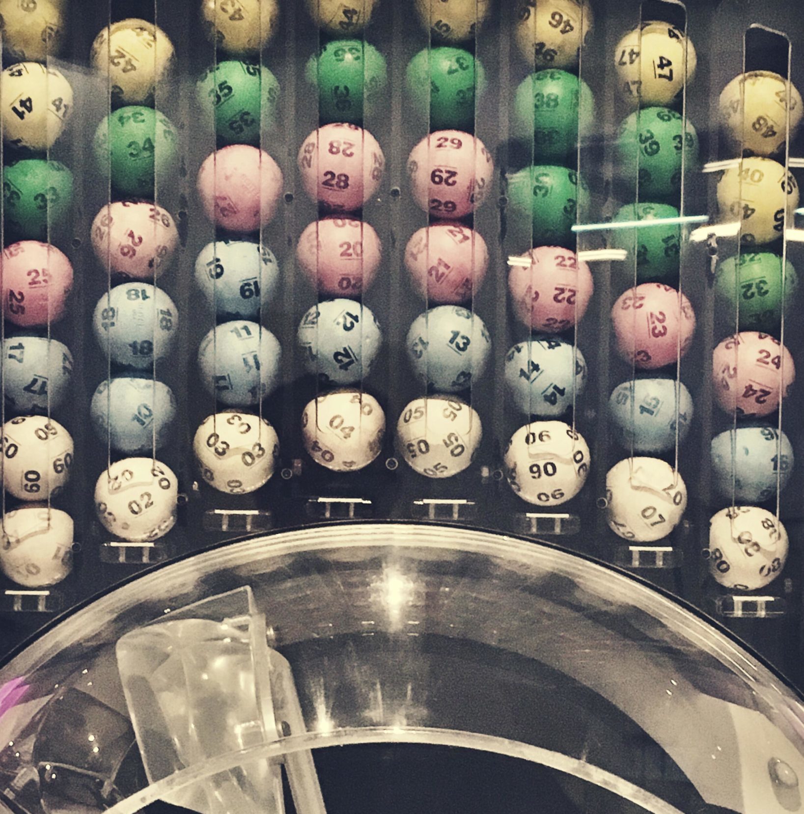 A national Lotto draw machine is seen in April 2017.