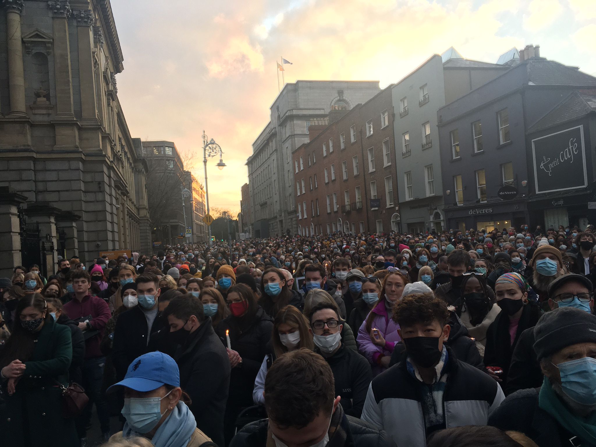 Crowds outside the Dáil in Dublin city for a vigil to Ashling Murphy