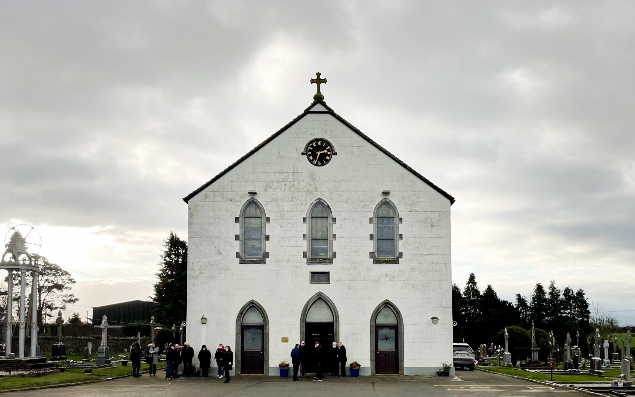 Mourners arriving to St Brigid's Church, Mountbolus in Co Offaly, before the funeral mass of Ashling Murphy. 