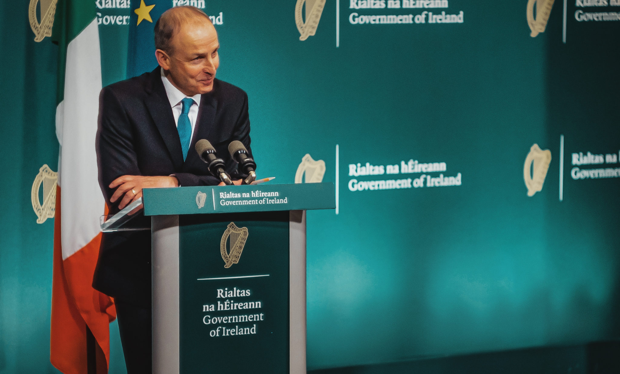 The Taoiseach Micheál Martin at a COVID briefing in Leinster House. Image: Rory Walsh/Newstalk