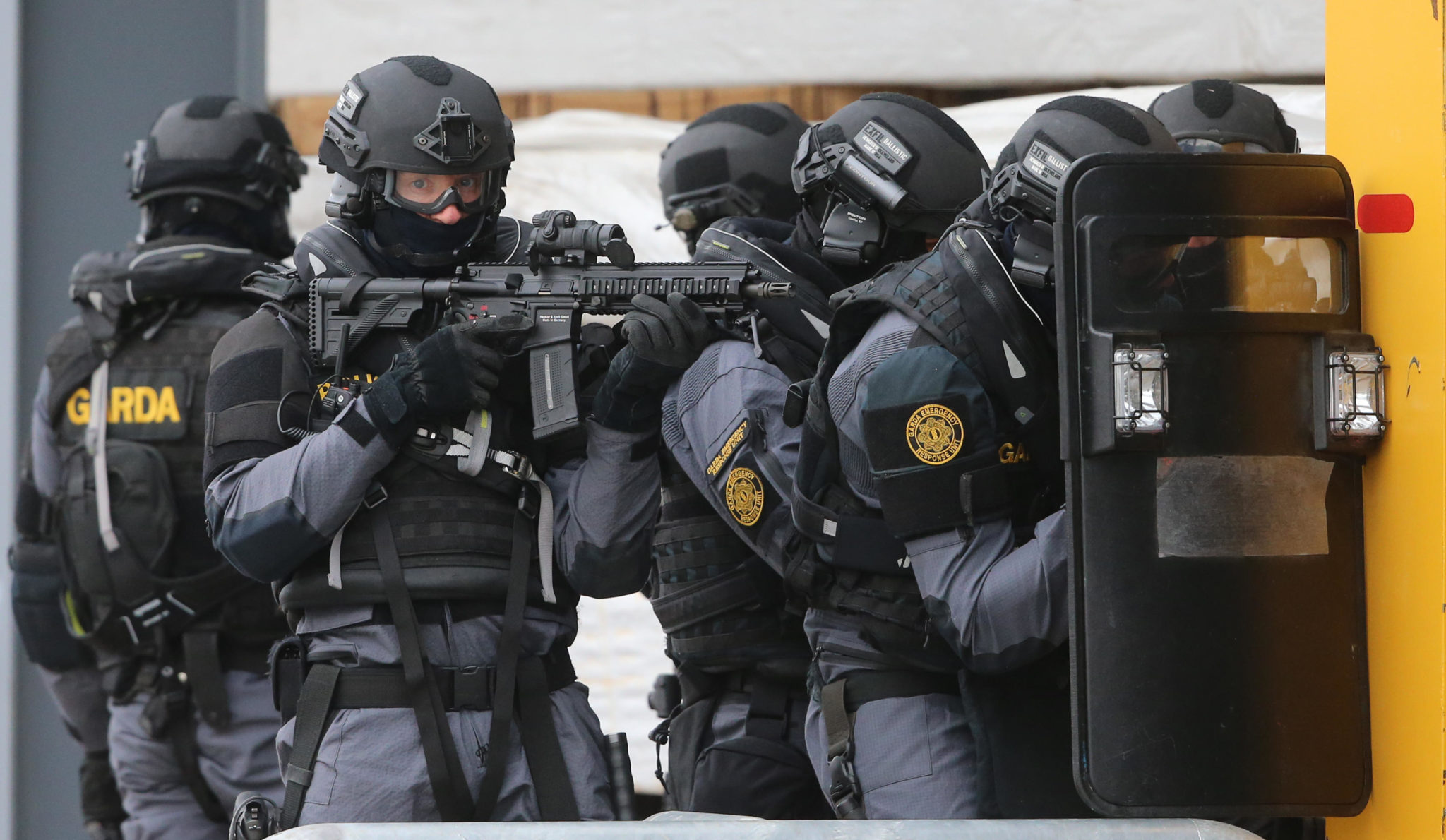 Members of the Garda Emergency Response Unit and Regional Armed Support Units taking part in a major emergency training exercise in October 2016