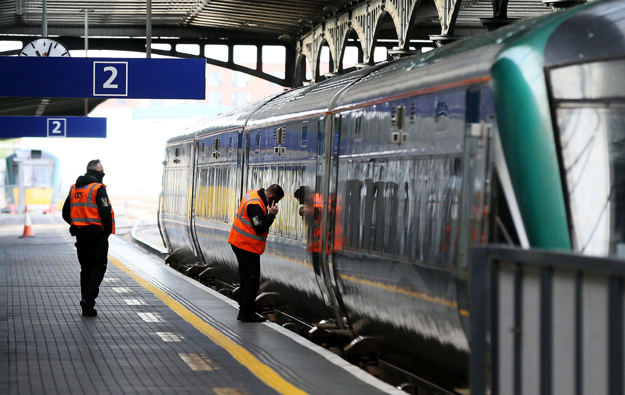 Security staff walk the platforms at Heuston Station, Dublin in November 2017