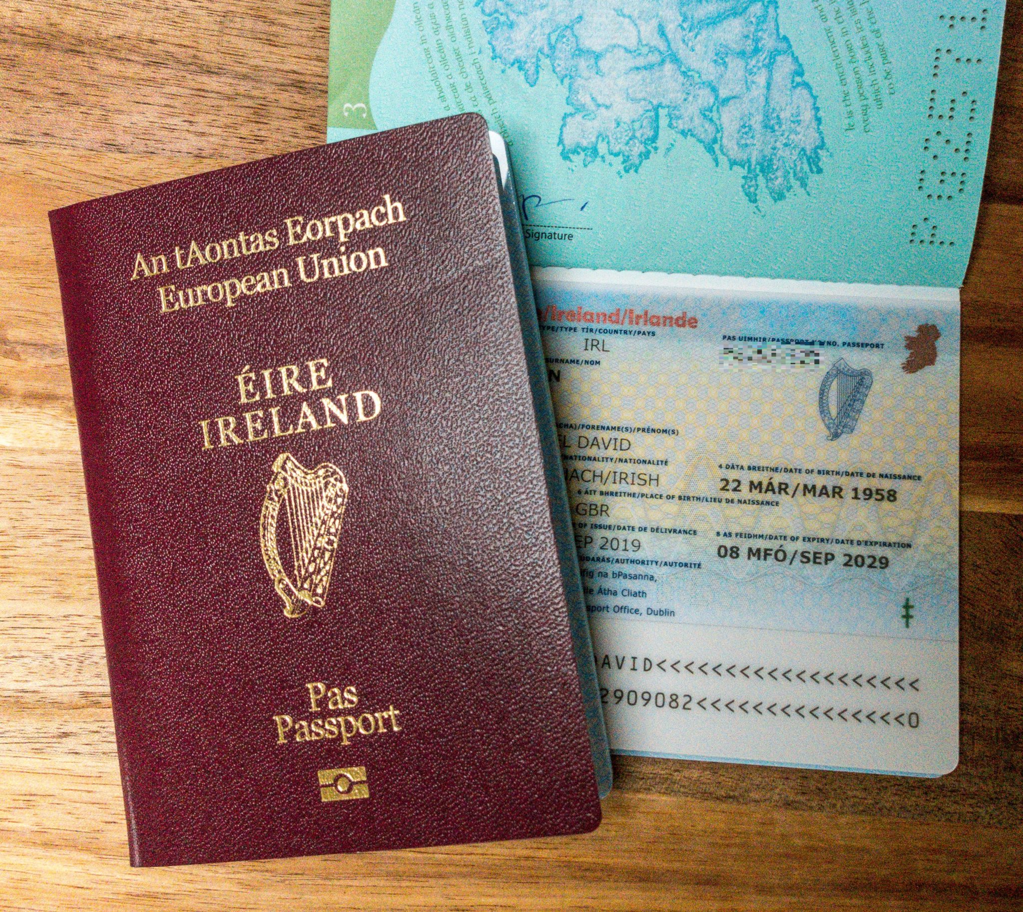 An Irish passport is seen in October 2019