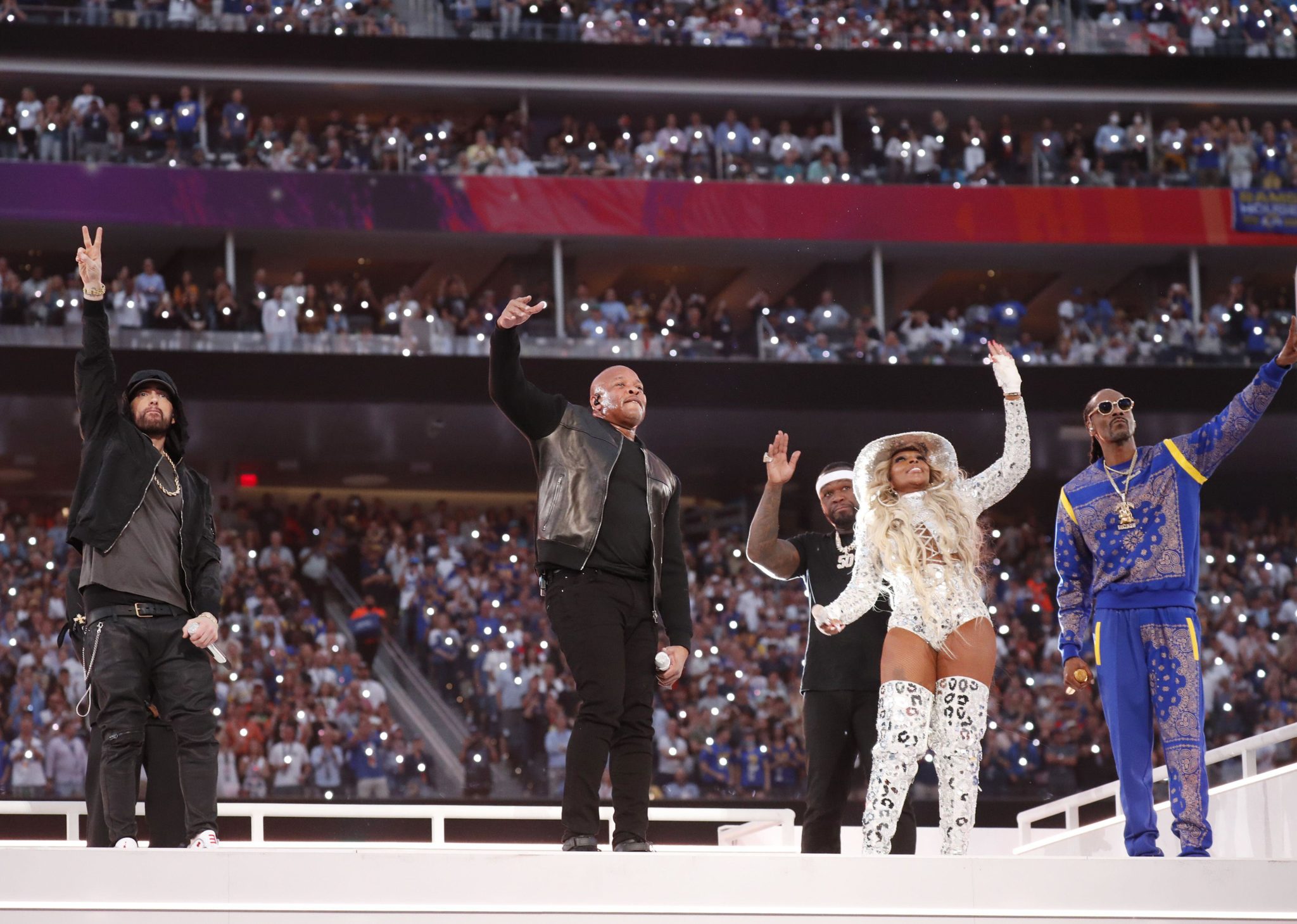 Super Bowl half-time show: Dr Dre joined by all-star cast of hip