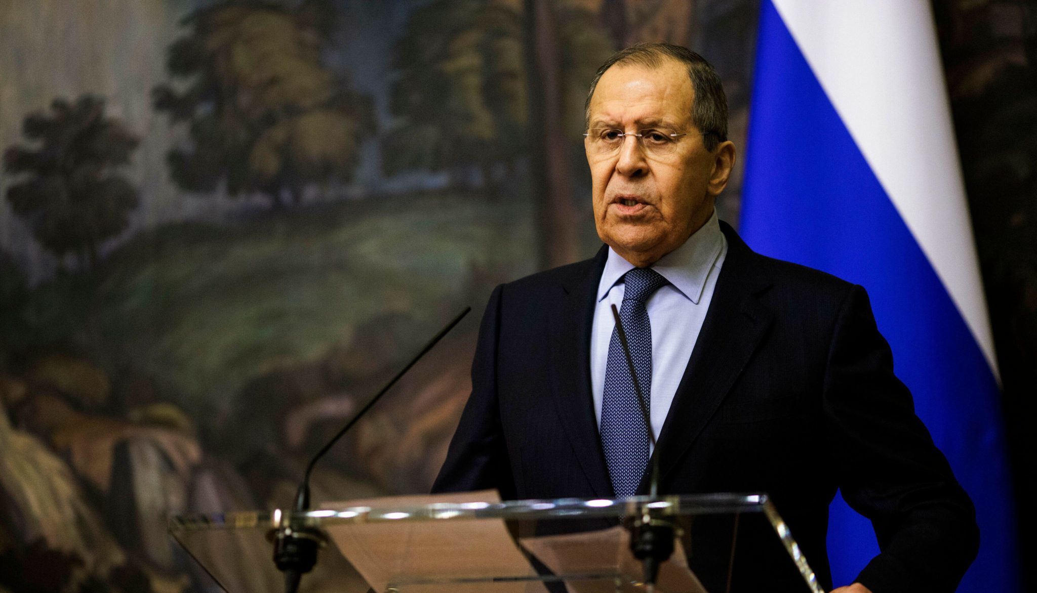 Foreign Affairs Minister for Russian, Sergei Lavrov, speaking in Moscow in January 2022.