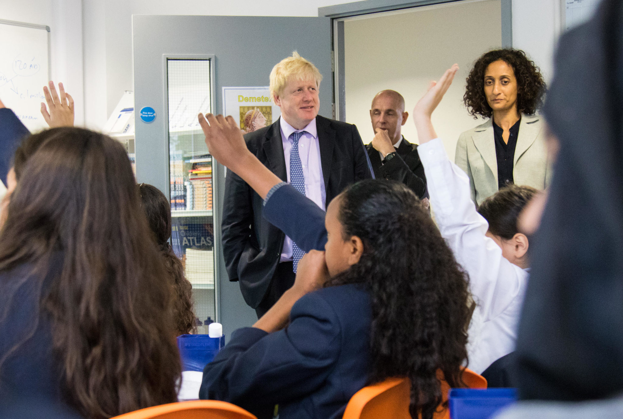 Then-Mayor of London Boris Johnson visits the Michaela Community School'