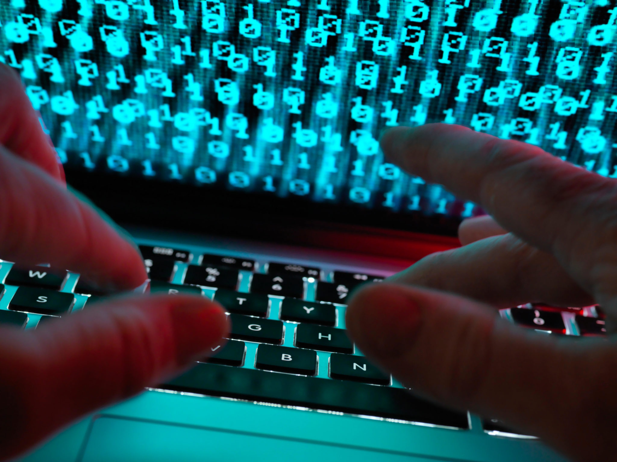 A hacker coding a computer virus, 29-3-19.