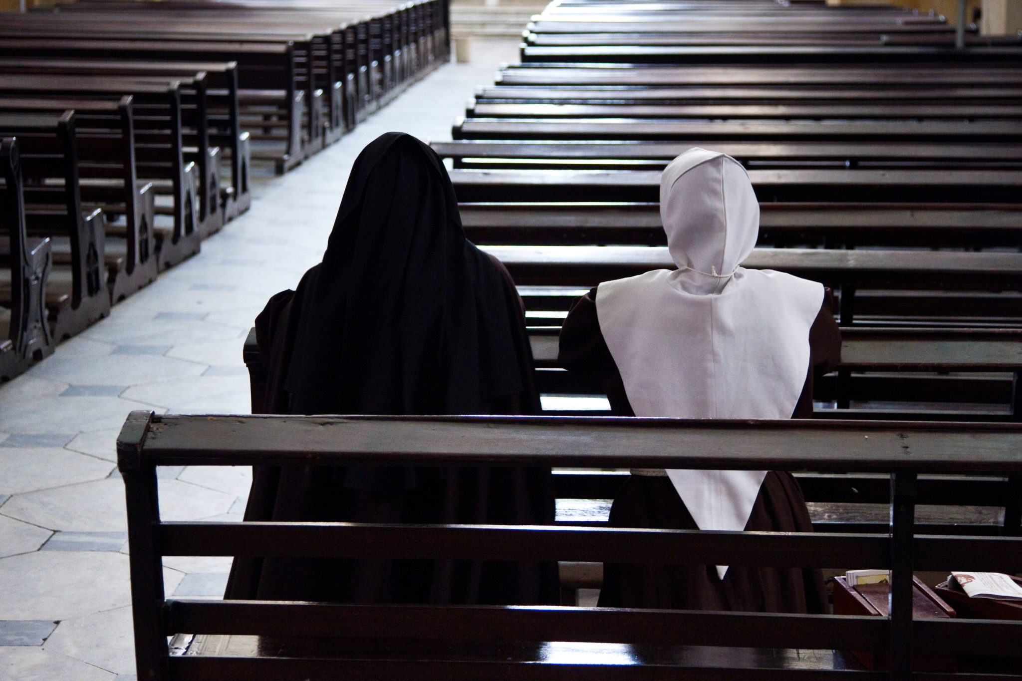 Nuns inside Cathedral de San Pedro Claver, Cartagena, Colombia.