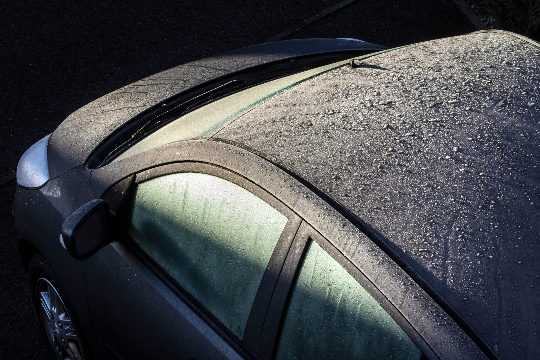 Frost and ice on a car in January 2014.