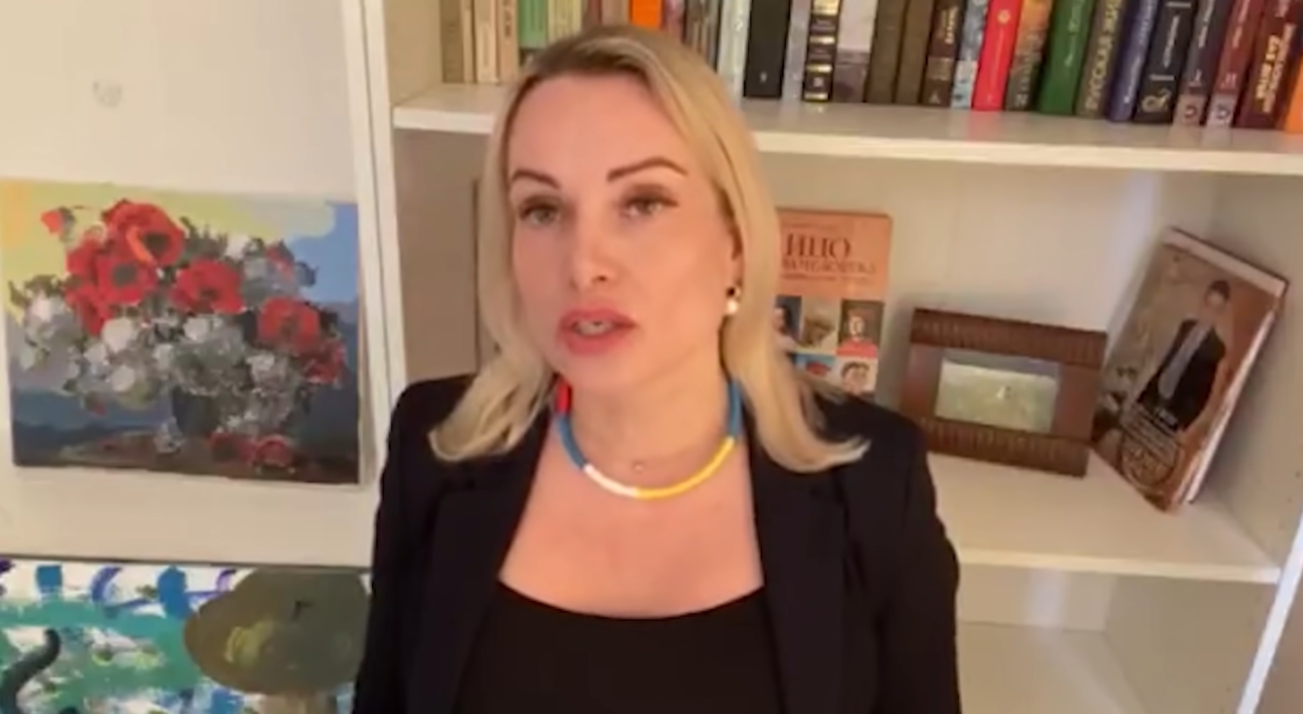 Marina Ovsyannikov posted a video message online about her protest