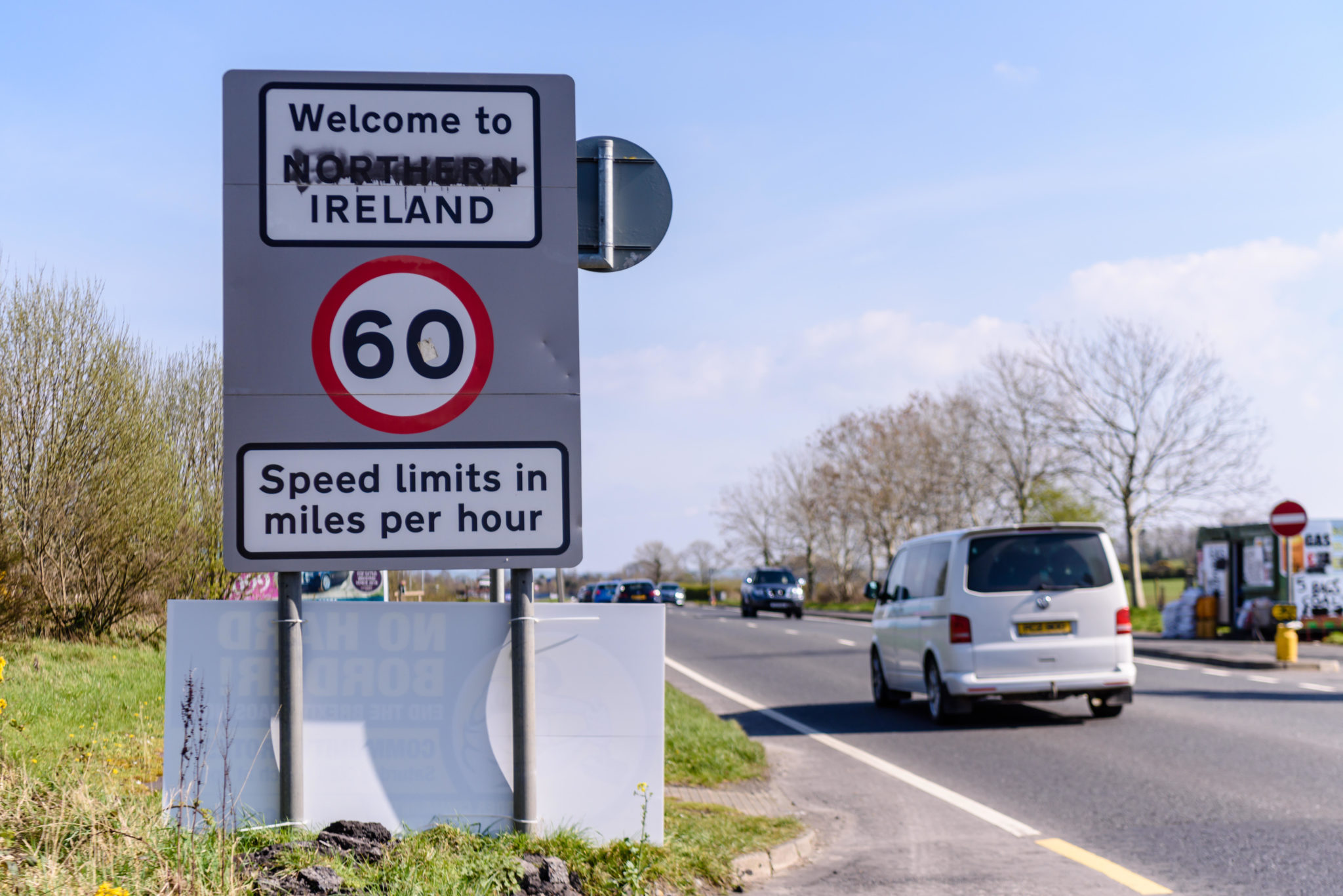 A sign at the Irish border in April 2019.