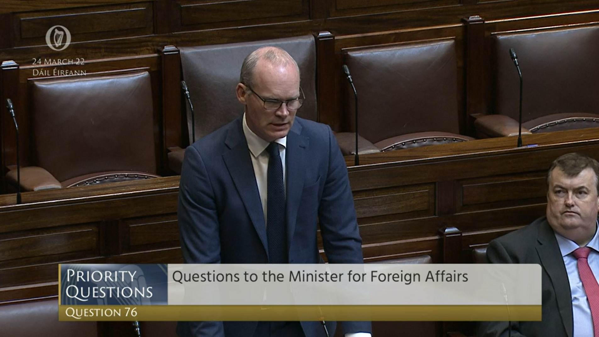 The Foreign Affairs Minister Simon Coveney speaking in the Dáil. 