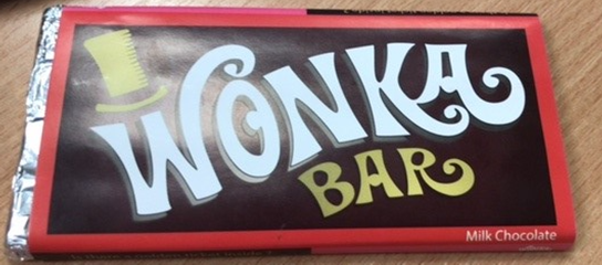 An example of a counterfeit Wonka bar. 