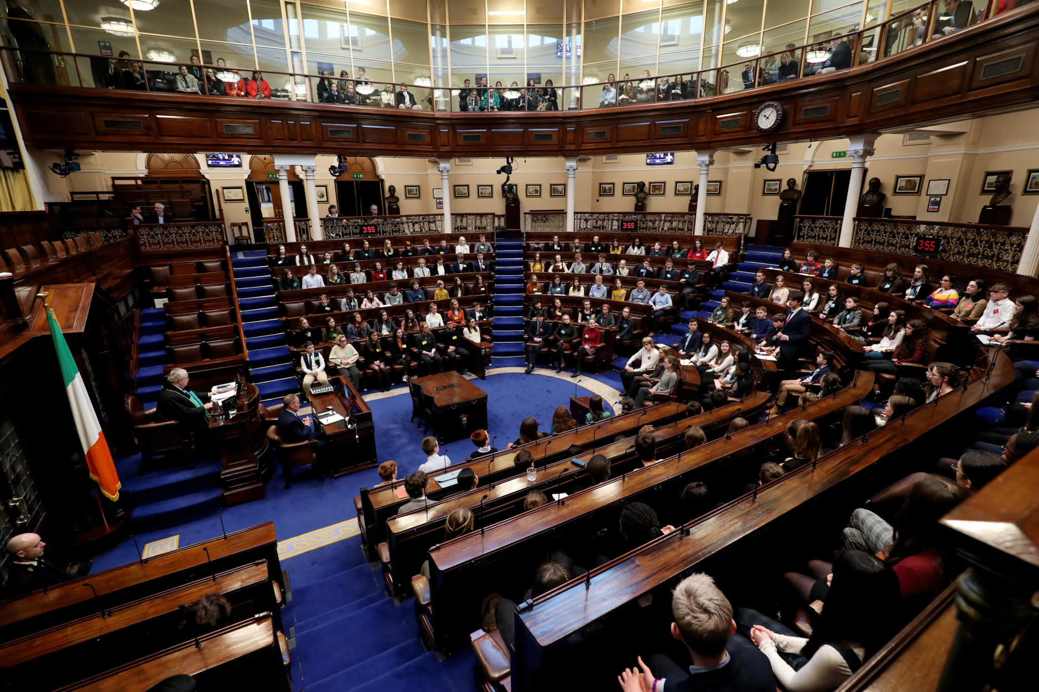 A view of the Dáil in November 2019 as Ceann Comhailre Seán Ó Fearghaíl welcomes the Youth Assembly on Climate to Leinster House
