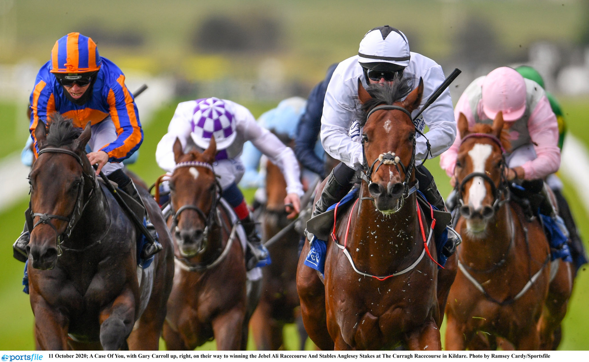 A Case Of You, with Gary Carroll up, right, on their way to winning the Jebel Ali Racecourse And Stables Anglesey Stakes at The Curragh Racecourse in Kildare