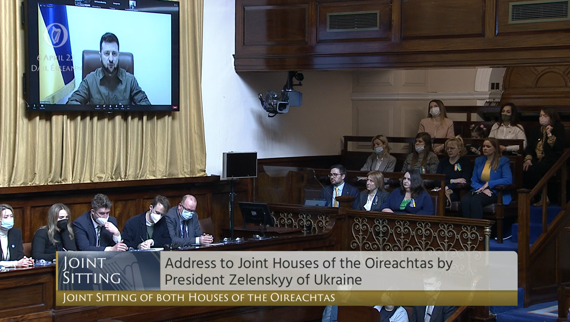 Ukraine President Volodymyr Zelenskyy addresses both houses of the Oireachtas.