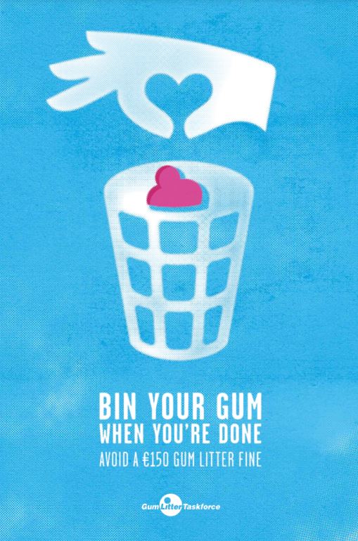 A Gum Litter Taskforce poster as part of a publicity campaign