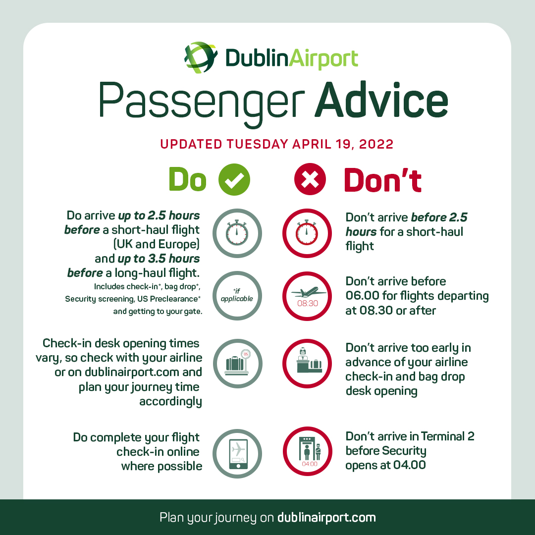 Passenger advice for flights. Image: DAA