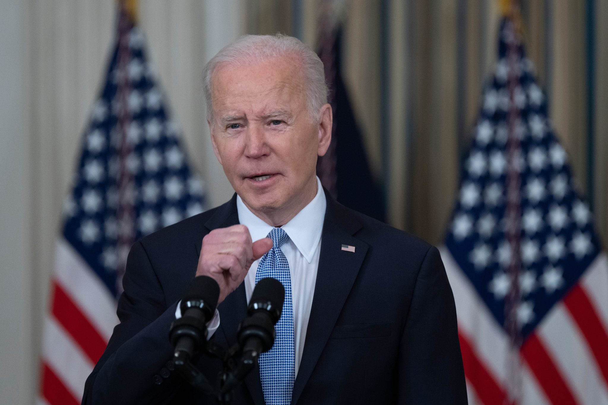 US President Joe Biden makes remarks at The White House in Washington, DC on April 1st 2022