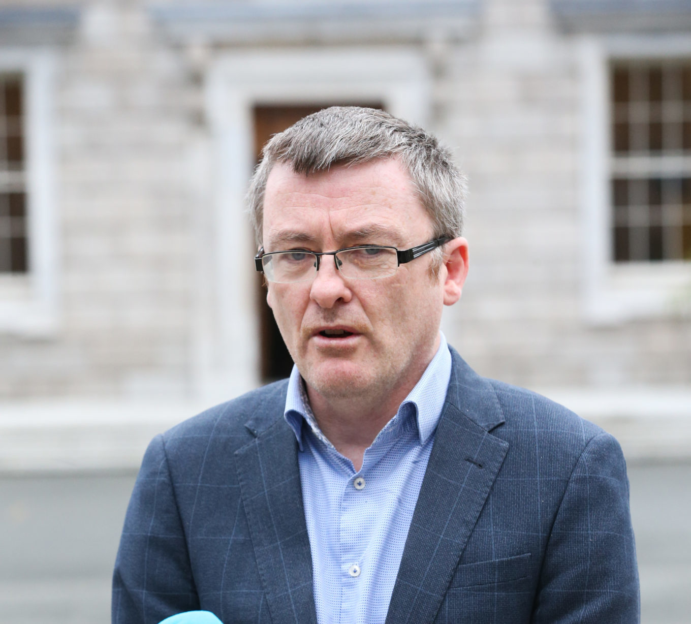 Sinn Fein TD David Cullinane speaking on the Plinth outside Leinster House in November 2021.