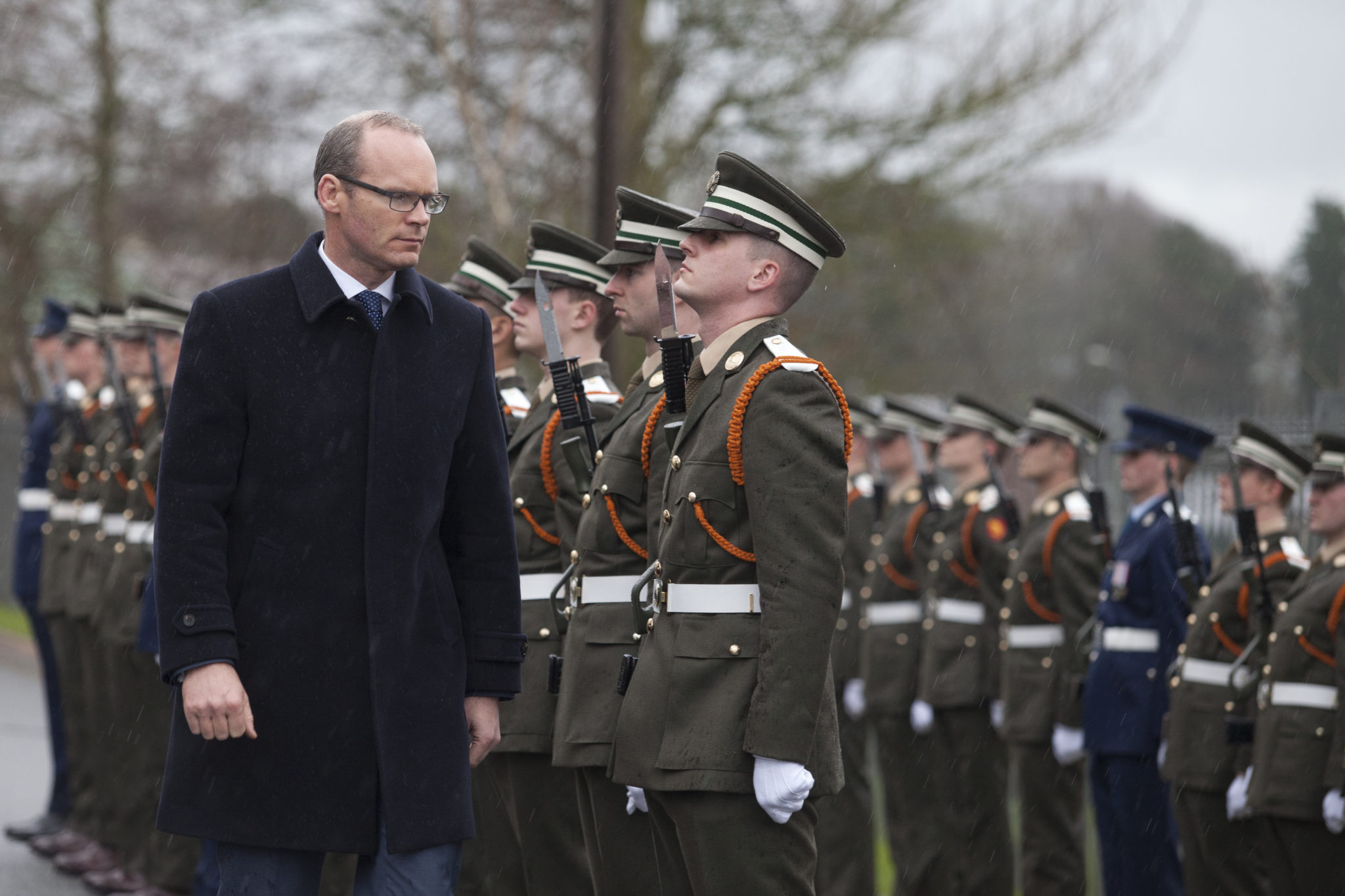 File photo of Simon Coveney at a commissioning of Irish and Maltese Defence Force Officers, 28-01-2015. Image: RollingNews
