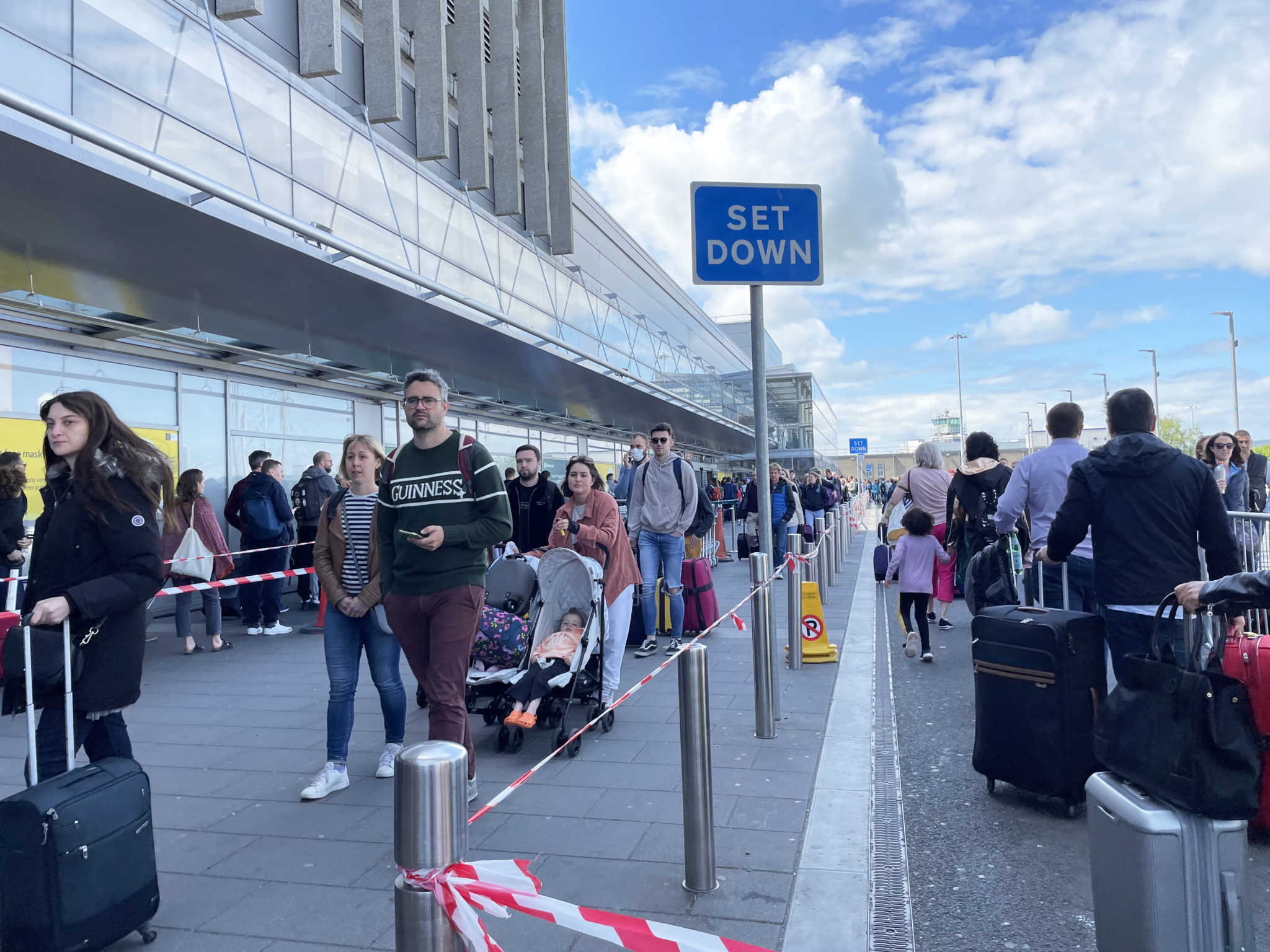 Queues outside Dublin Airport on Sunday May 29th 2022.