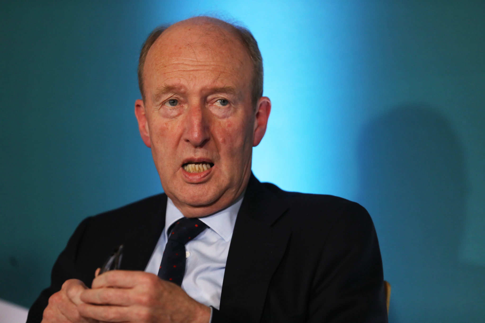 Shane Ross is seen at a press conference in the OPW offices in Trim, Co Meath in December 2019.