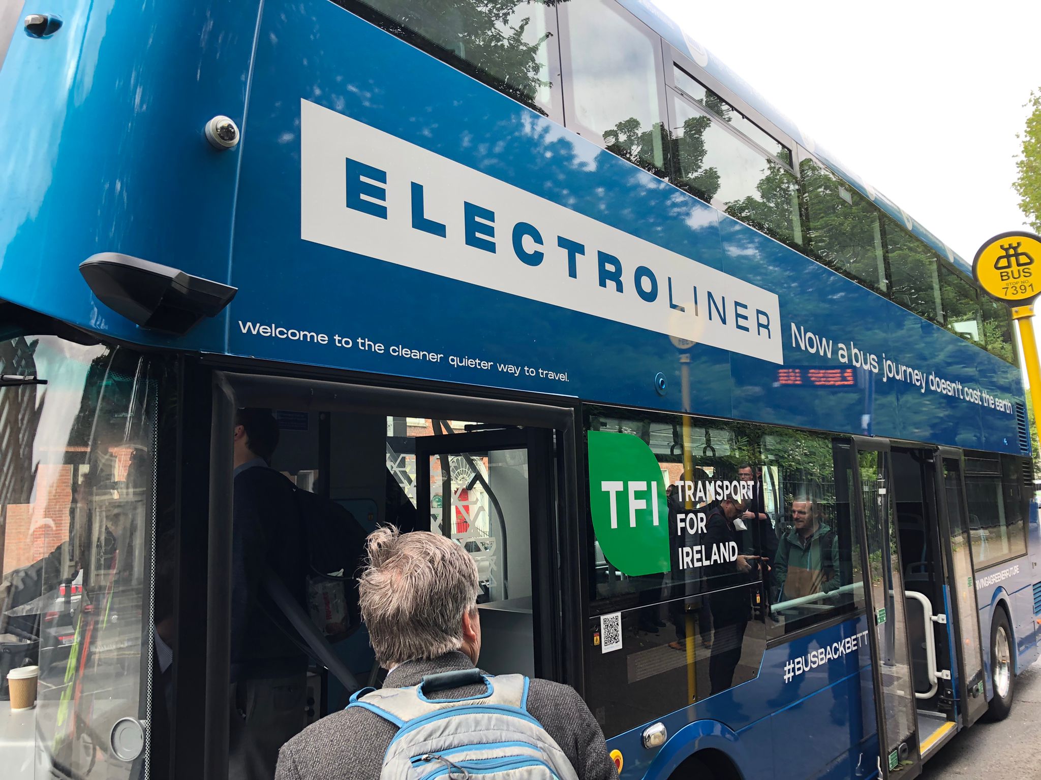 The new fully-electric buses that will take to the streets in Dublin and on the Bus Éireann network. Image: Emma Tyrrell/Newstalk