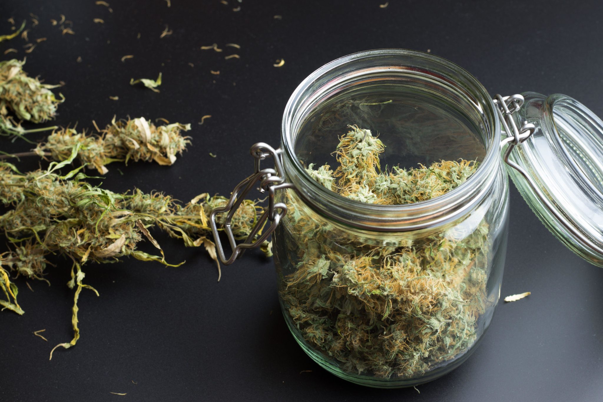 Glass jar with cannabis. Image: Postmodern Studio / Alamy Stock Photo