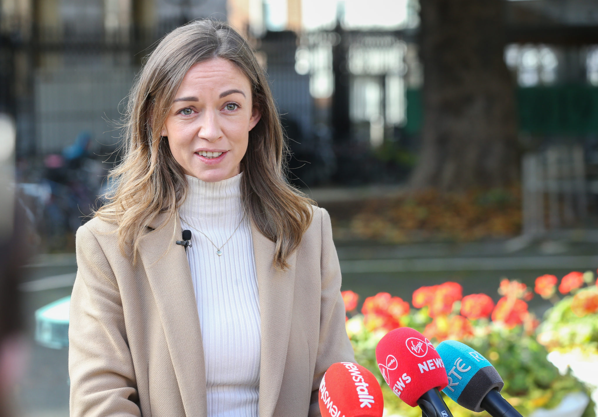 Social Democrats TD Holly Cairns on the Plinth at Leinster House. Image: Sasko Lazarov / RollingNews