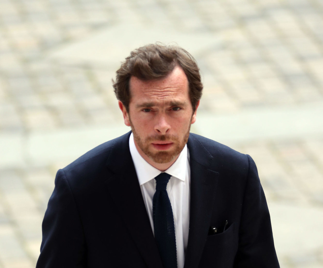 Sophie Toscan du Plantier's son, Pierre-Louis Baudey-Vignaud, arrives at the Court of Appeal in Paris for the trial of Ian Bailey in May 2019