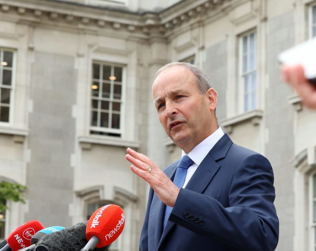 Taoiseach Micheal Martin addressing media in the courtyard at Government Buildings on July 7th 2022.