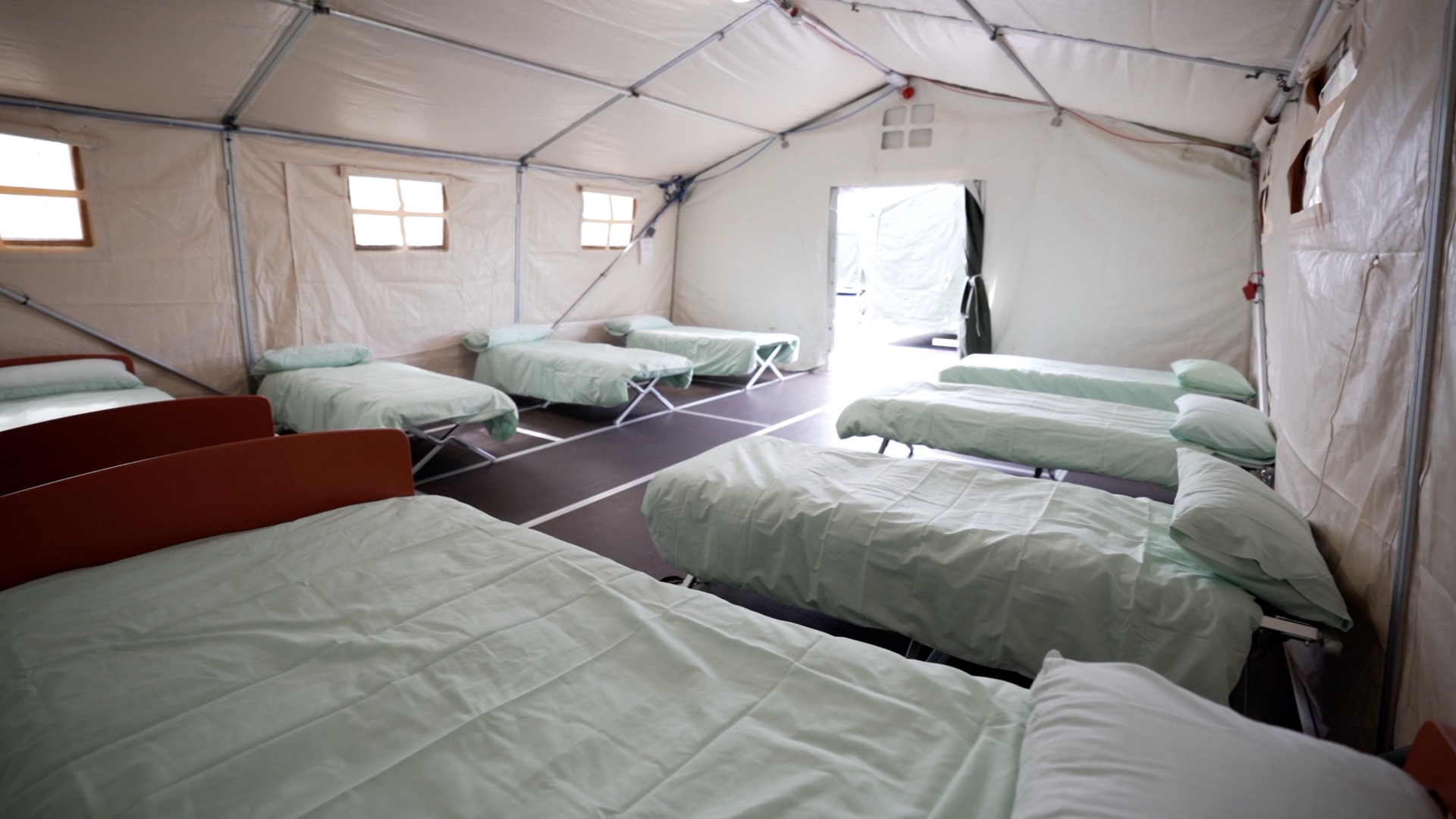 Beds at Gormanston Army Camp. Image: Department of Taoiseach.