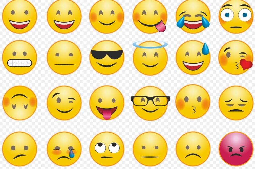 Emoji.  Image shows four rows of different emojis.