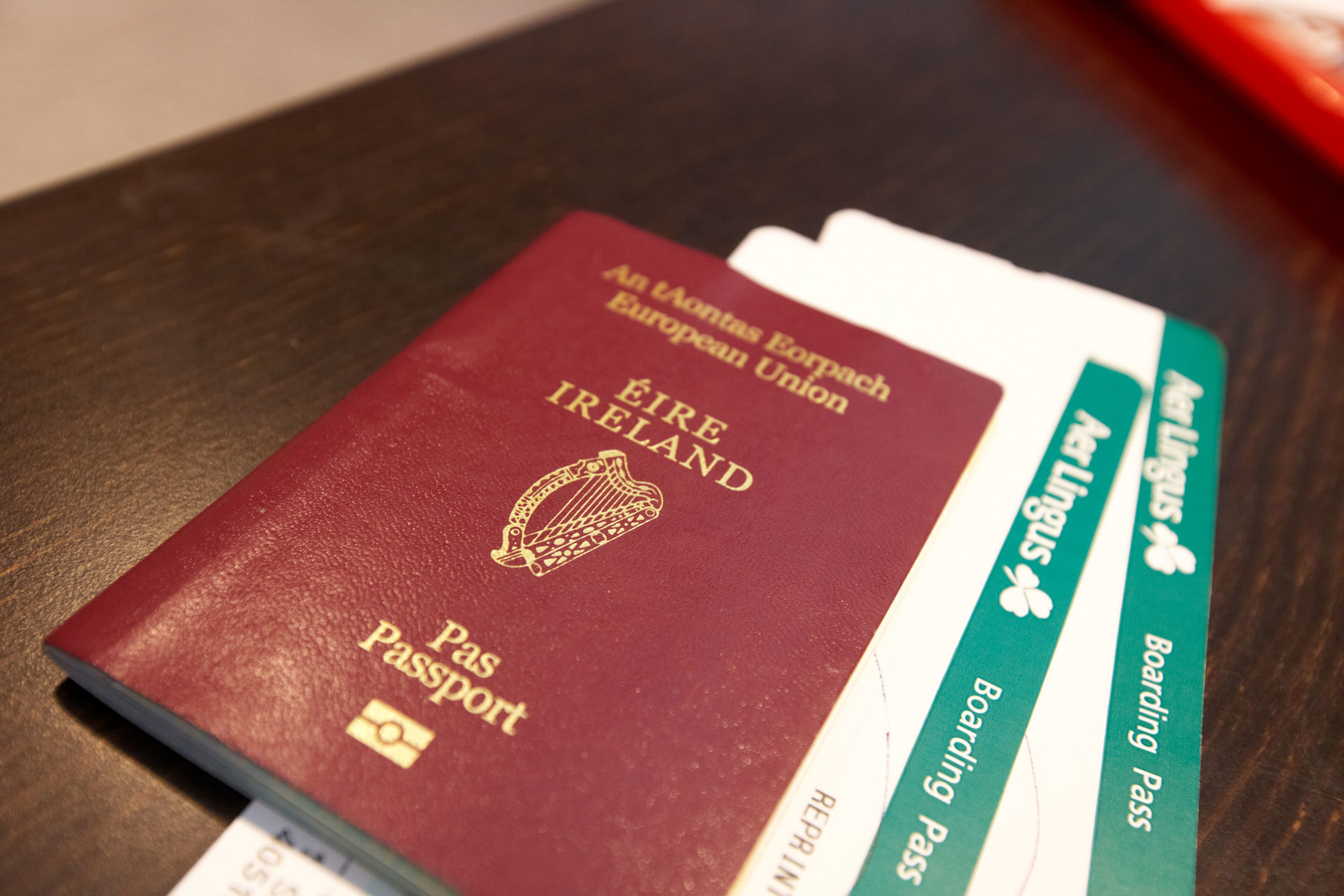 An Irish passport with plane tickets. Image: Radharc Images / Alamy Stock Photo