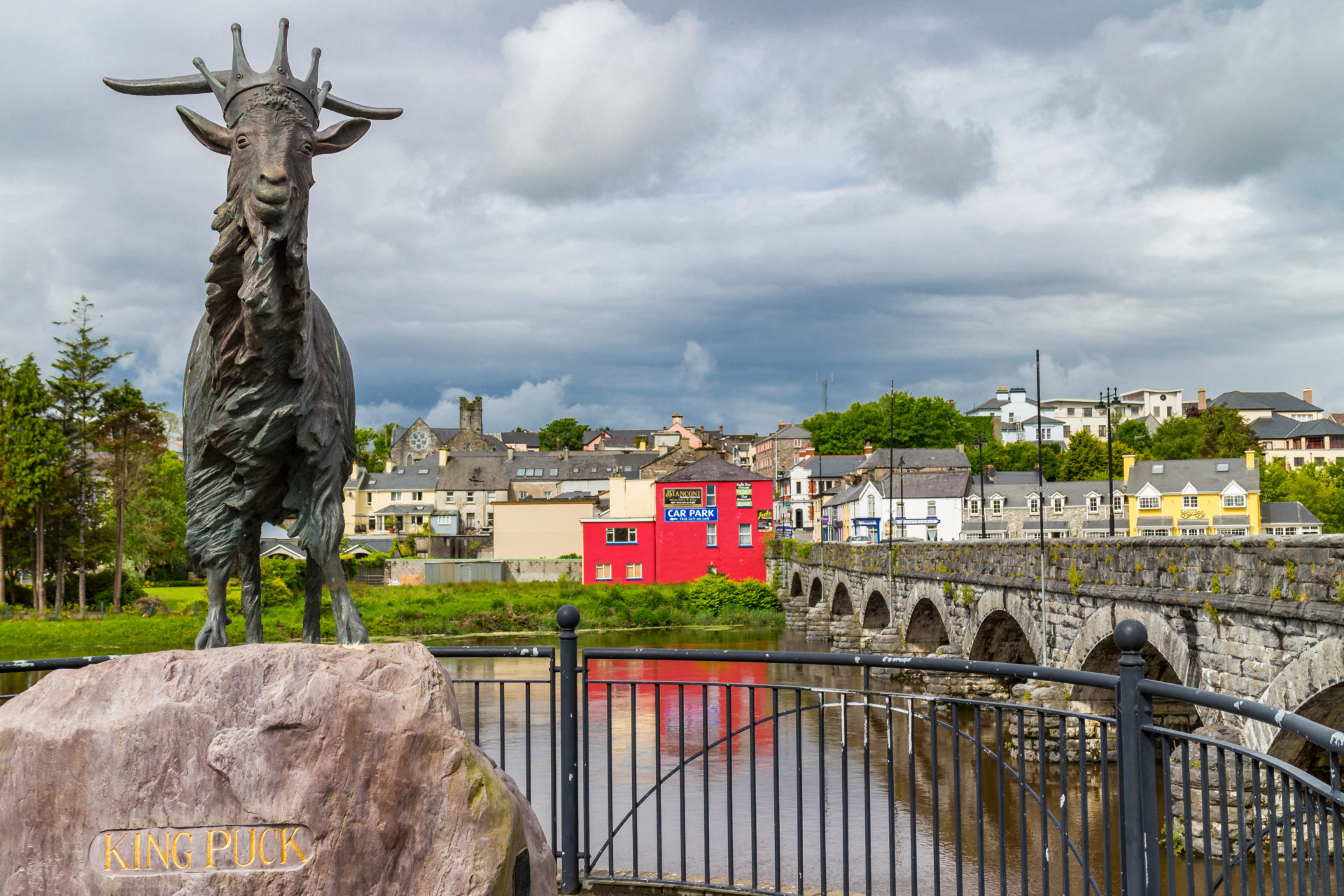 Sculpture of King Puck, Killorglin, County Kerry, Ireland.