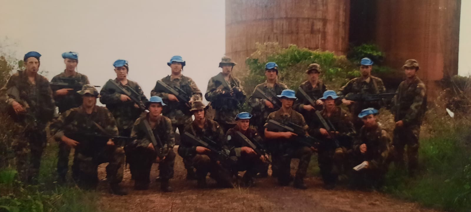 Mark Keely with his squad while on tour with the Defence forces.