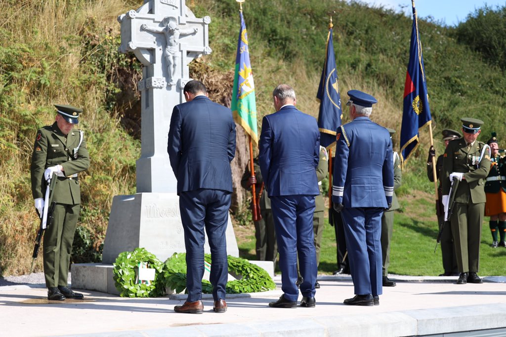 Taoiseach Micheál Martin and Tánaiste Leo Varakar were among those attending a memorial for Michael Collins in Béal na Bláth on Sunday