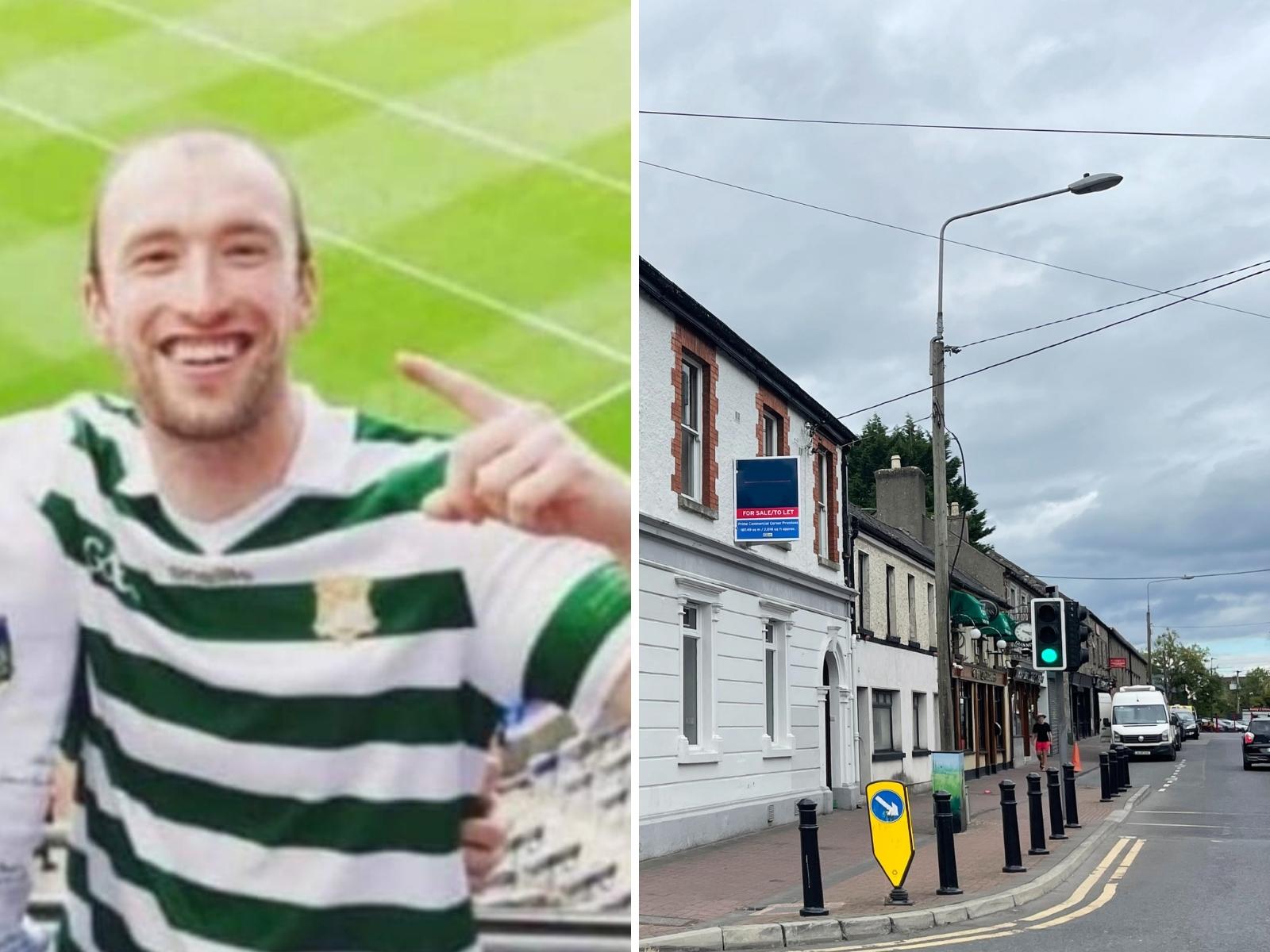 A split-screen of Dylan McCarthy and the Dublin Road in Monasterevin.