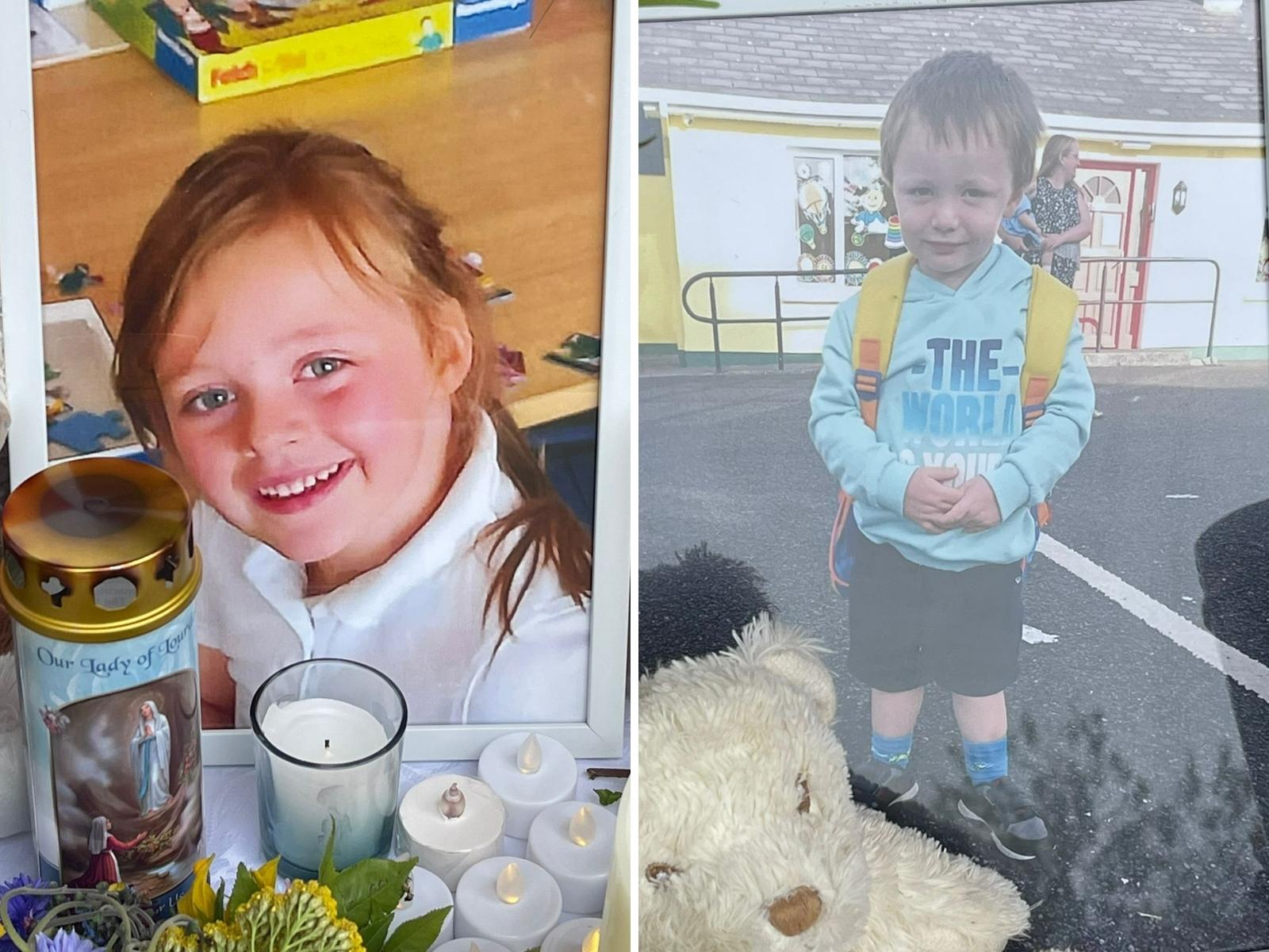 A memorial for two-year-old Michael Dennany and five-year-old Thelma Dennany. Image: Barry Whyte/Newstalk