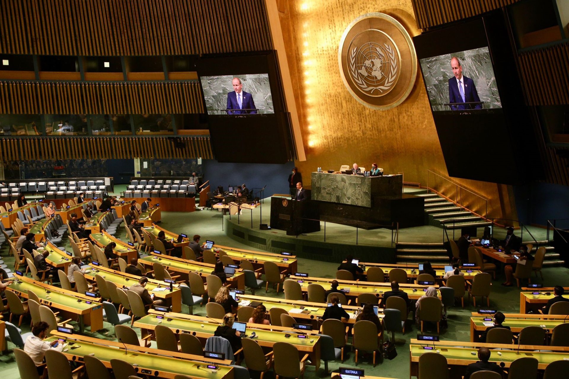 Micheál Martin addresses the UN General Assembly. Image: GIS Press