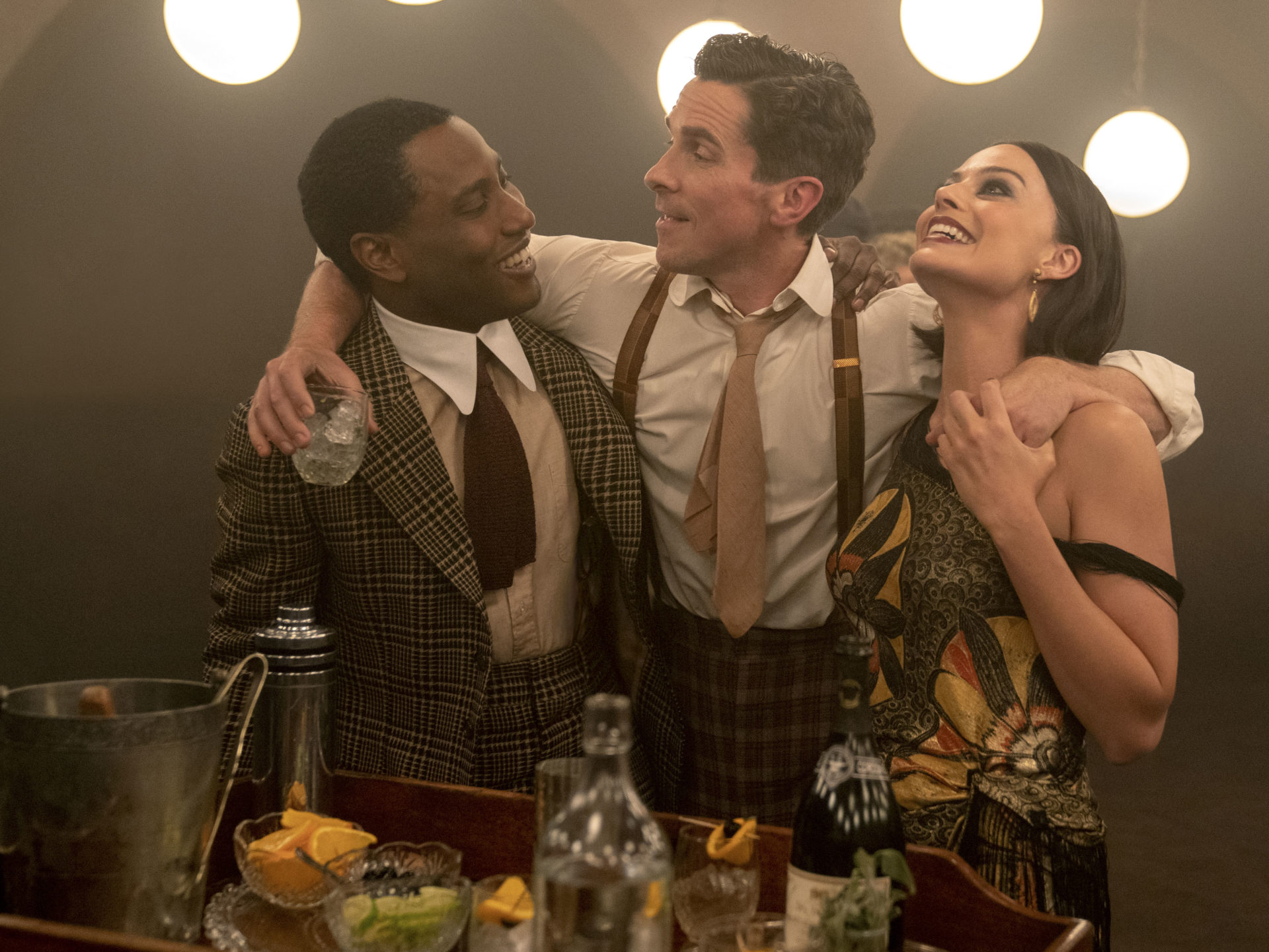 Christian Bale, Margot Robbie and John David Washington in Amsterdam.