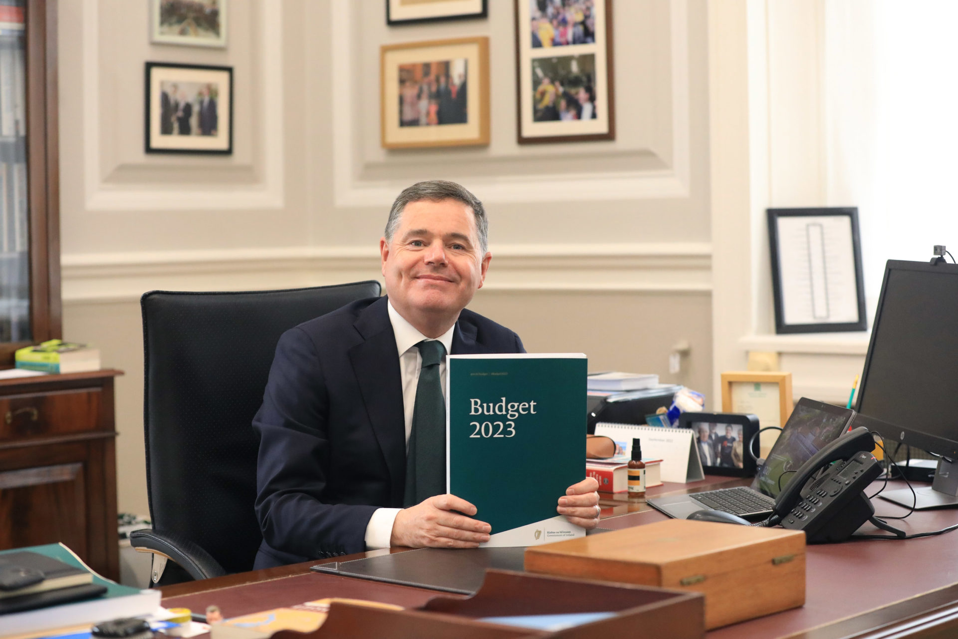 Minister for Finance Paschal Donohoe prepares to deliver Budget 2023