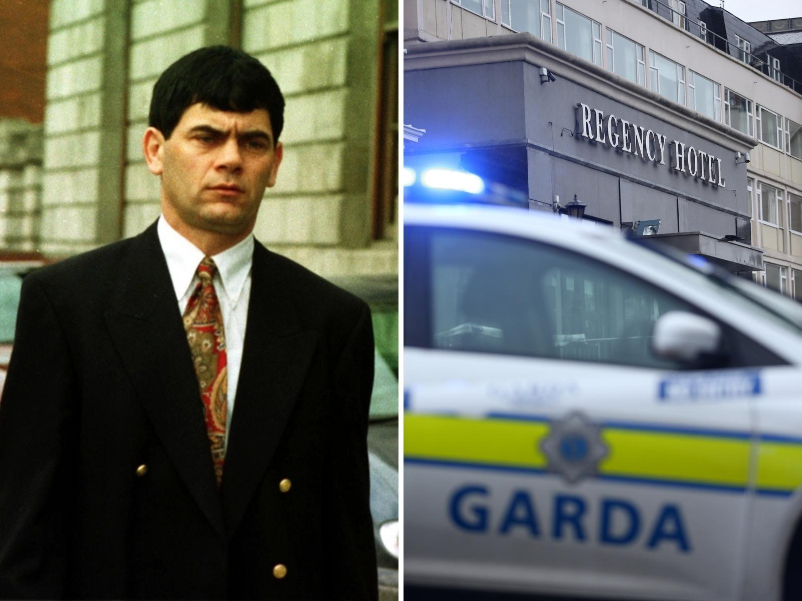 A split-screen of Gerry ‘The Monk’ Hutch and the Regency Hotel.