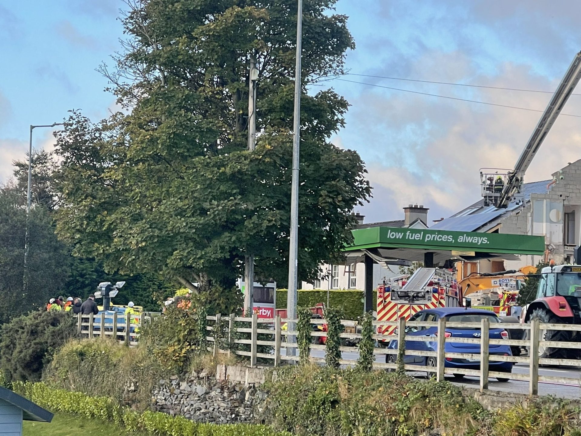 The scene of the explosion at the Applegreen petrol station in Creeslough, Co Donegal