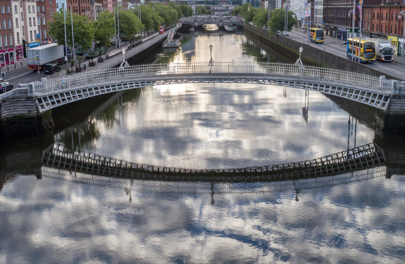 The Ha'penny Bridge spans Dublin's River Liffey in June 2017.