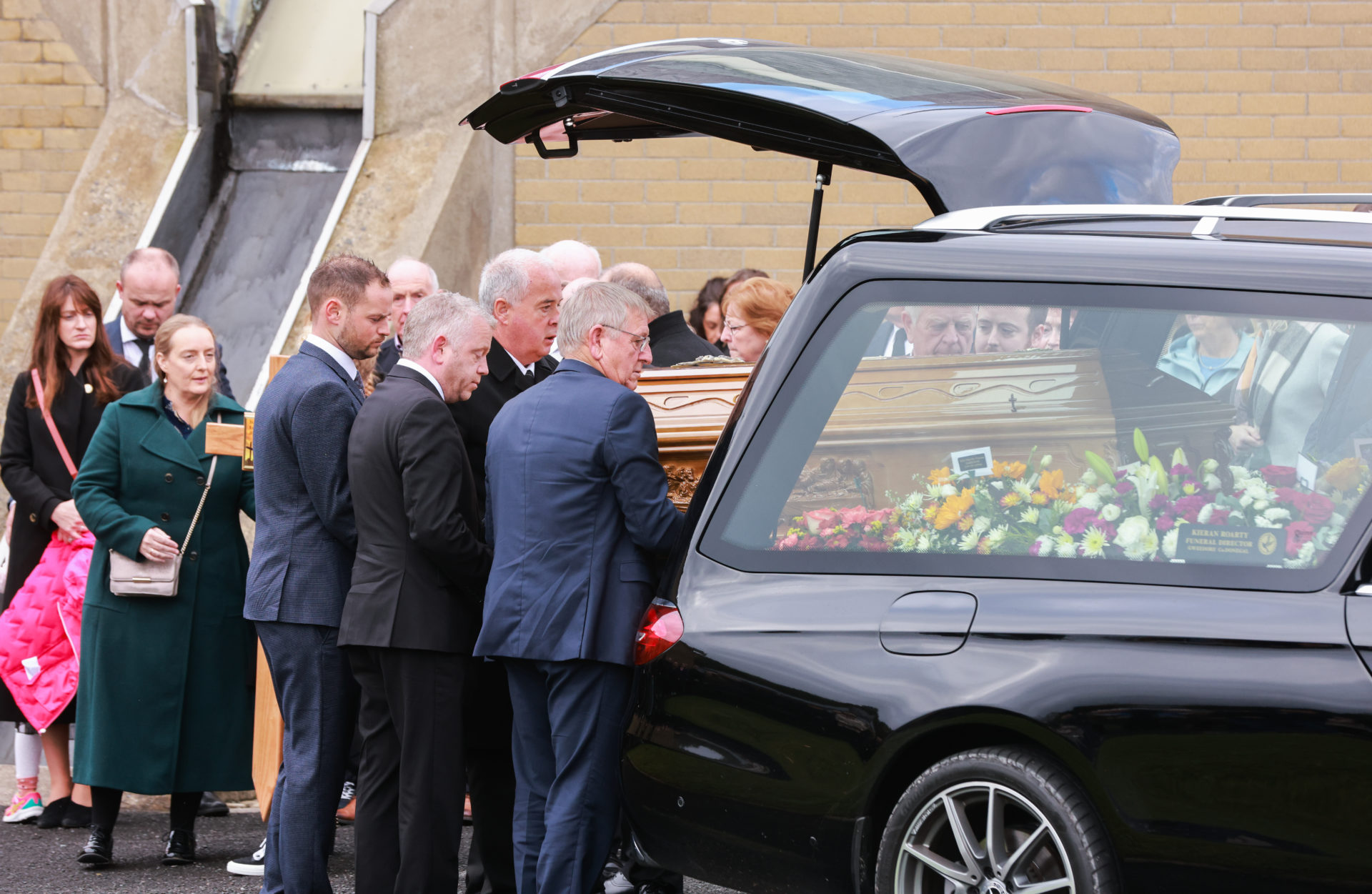Mourners at St. Mary’s Church in Derrybeg for James O'Flaherty’s funeral.