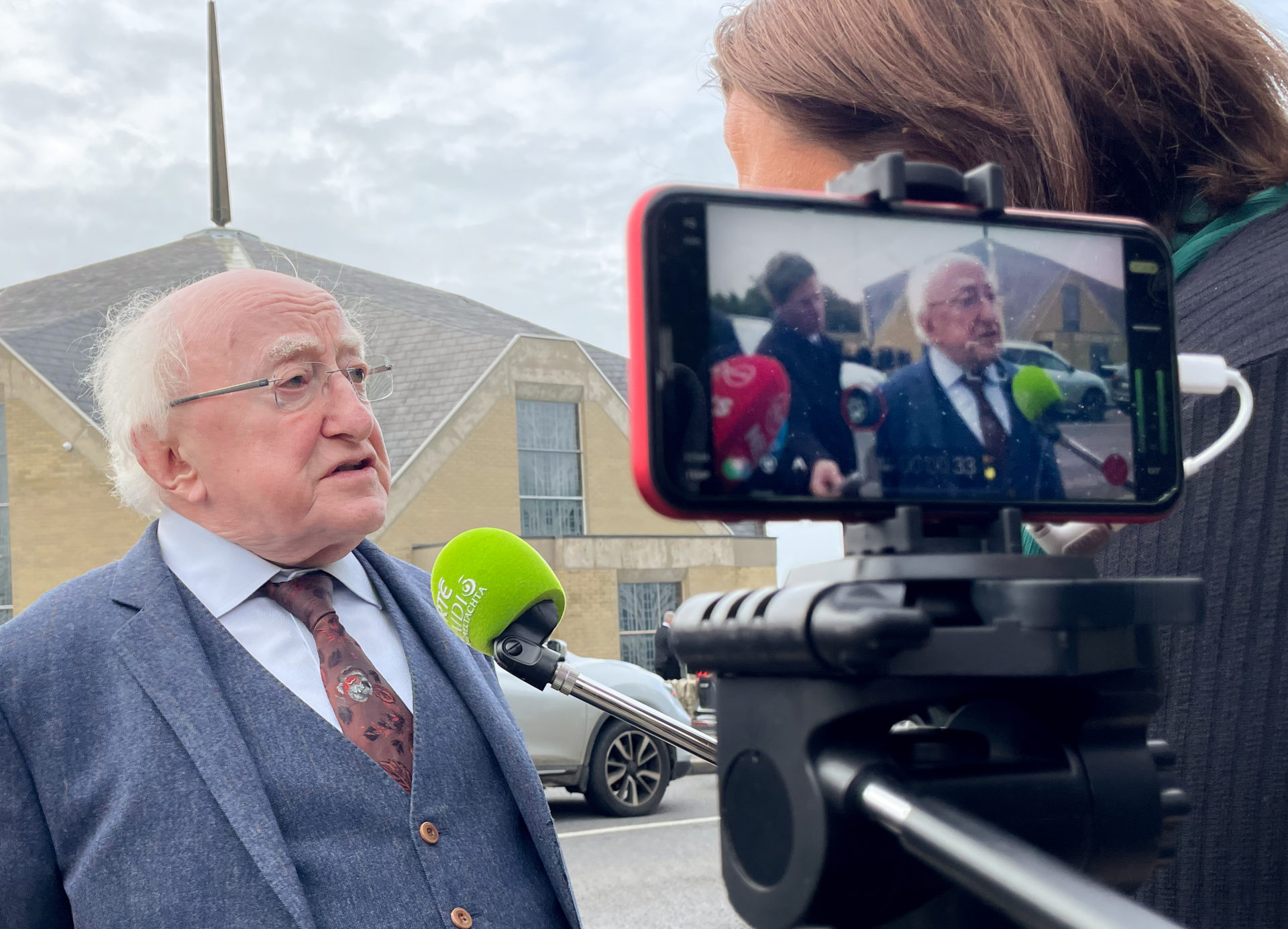 President Michael D. Higgins at St. Mary’s Church in Derrybeg for James O'Flaherty’s funeral. 